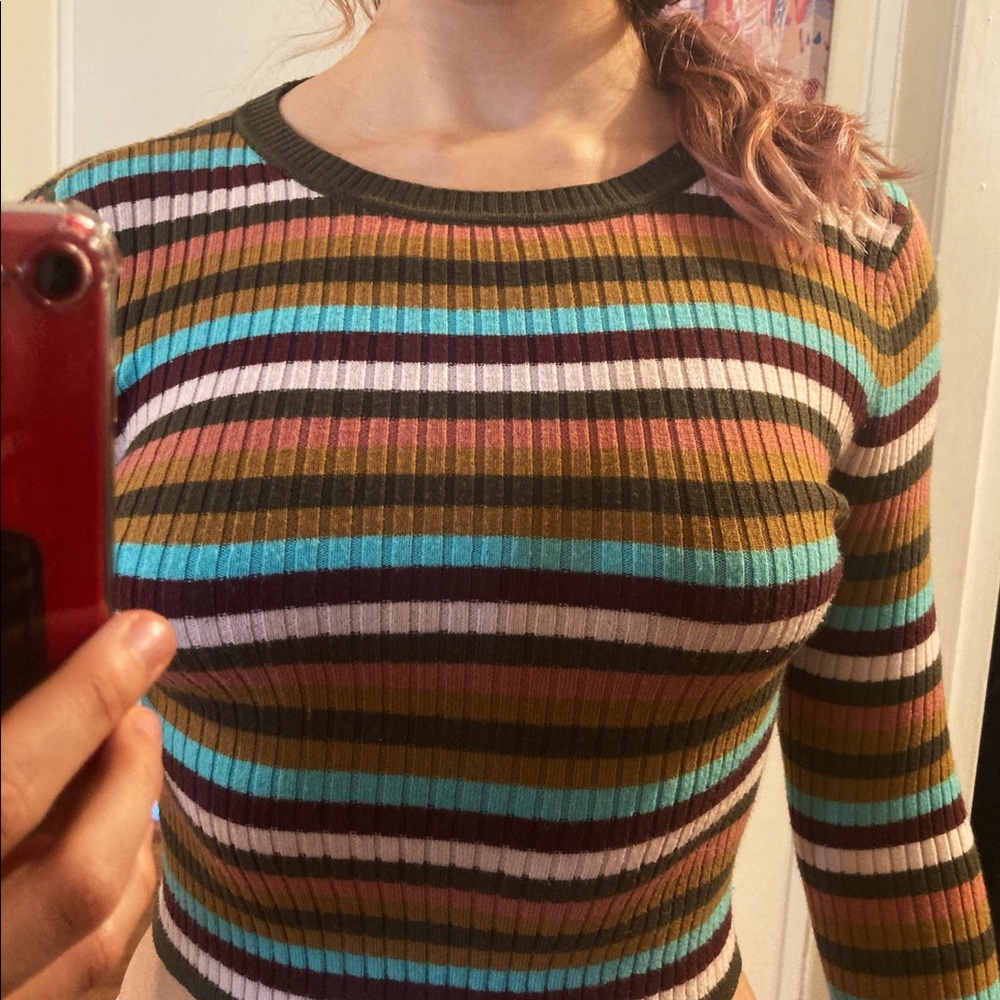 Soft color strips sweater
